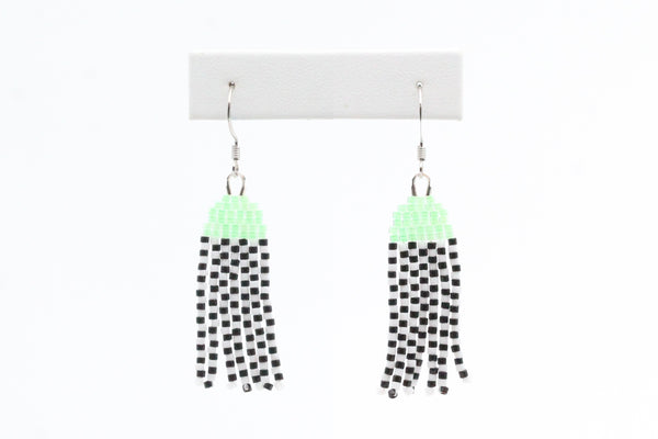 Mint and Checkerboard Beaded Earrings