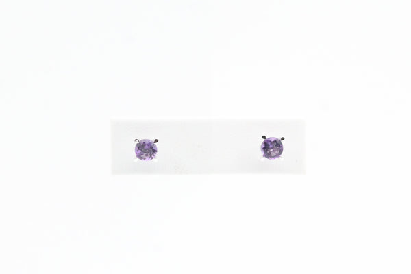 White Gold Amethyst Stud Earrings