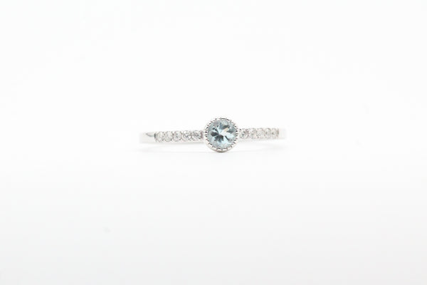 White Gold Aquamarine Bezel Ring