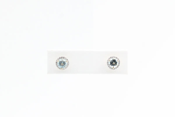 Yellow Gold Aquamarine Halo Earrings