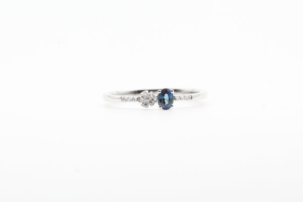 White Gold Sapphire and Diamond Cluster Toi et Moi Ring