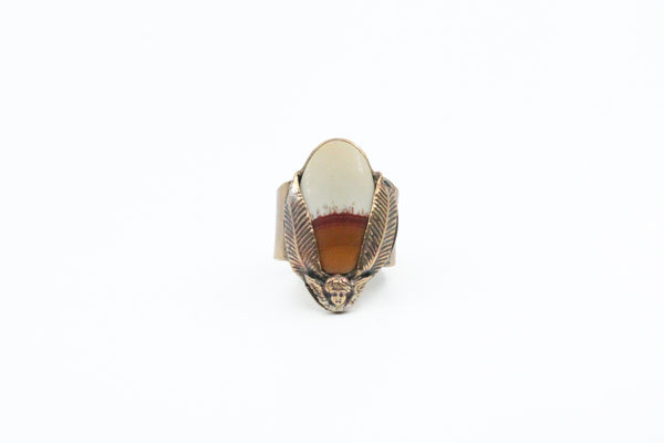 Brass Cherub Wings Owhyee Jasper Ring