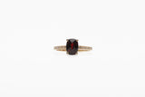 Yellow Gold Oval Garnet Ring with Diamonds