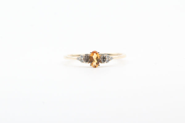 Yellow Gold Oval Citrine Vintage Inspired Ring