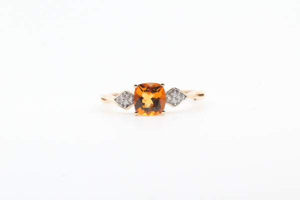 Yellow Gold Cushion Cut Citrine Ring