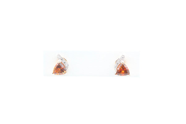 White Gold Trillion Cut Citrine Earrings