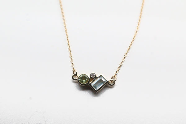 Yellow Gold Cluster Necklace