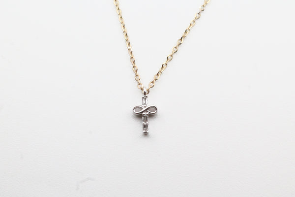 Two Tone Infinity Cross Necklace