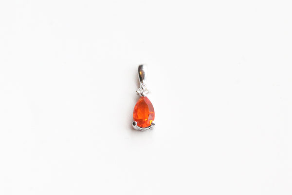 White Gold Pear Shaped Mexican Fire Opal Pendant