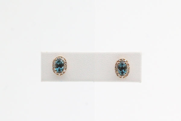 Yellow Gold London Blue Topaz Halo Earrings