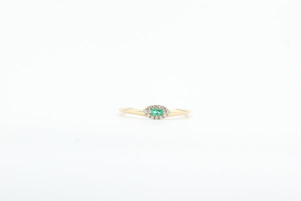 Yellow Gold Marquise Emerald with Halo Ring