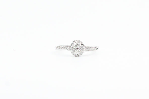 White Gold Oval Cluster Promise Ring