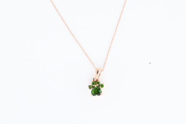 Rose Gold Chrome Diopside Paw Pendant with Chain