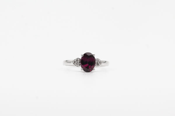 White Gold Purple Garnet Ring