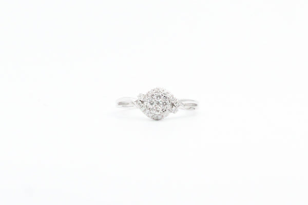 White Gold Round Cluster Halo Promise Ring
