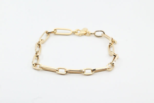 Yellow Gold Paperclip Bracelet