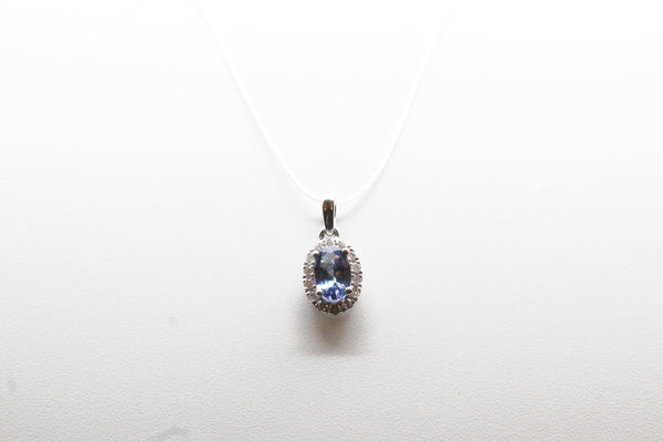 White Gold Tanzanite Halo Pendant