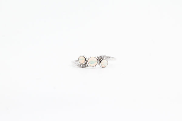 White Gold Bezel Set Opal Ring