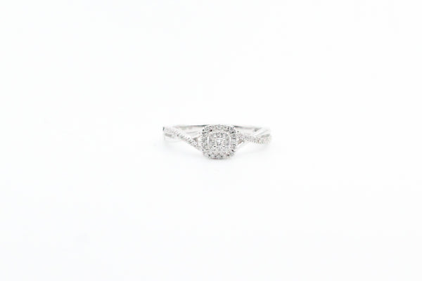 White Gold Square Cluster Promise Ring