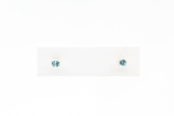 Yellow Gold Blue Topaz Earrings