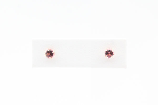 Yellow Gold Pink Tourmaline Earrings