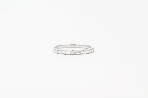 White Gold Princess and Baguette Cut Diamond Band