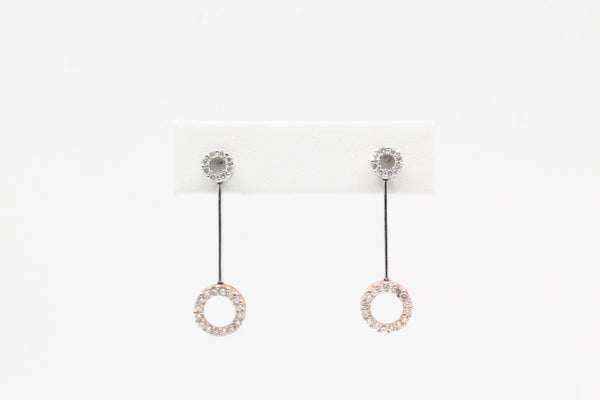 Two Tone Diamond Drop Earrings