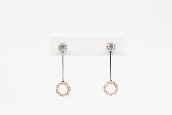 Two Tone Diamond Drop Earrings