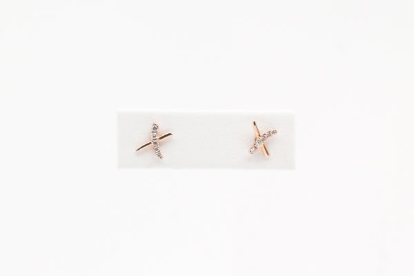 Rose Gold X Diamond Earrings