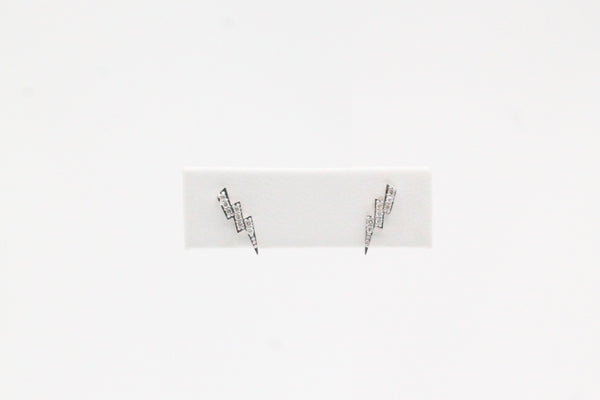White Gold Lightning Bolt Diamond Earrings