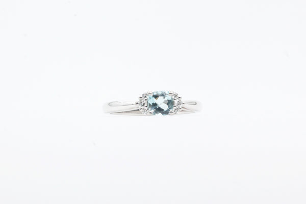 White Gold Aquamarine and Diamond Cluster Ring