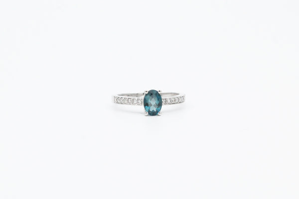 White Gold London Blue Topaz and Diamond Ring