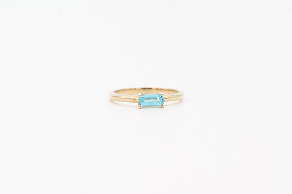 Yellow Gold Emerald Cut Blue Topaz Ring