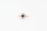 Rose Gold Double Halo Sapphire and Diamond Ring