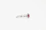 White Gold Twisted Band Ruby and Diamond Halo Ring
