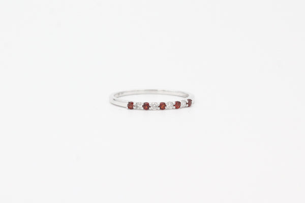White Gold Garnet and Diamond Band
