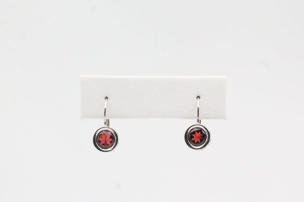 White Gold Garnet Bezel Earrings