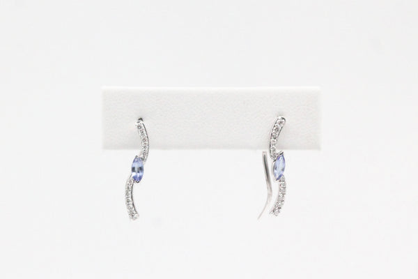 White Gold Marquise Tanzanite Earrings with Diamonds