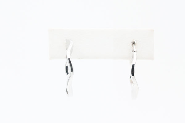 White Gold Flat Wavy Hoop Earrings
