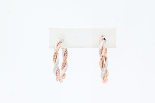 Two-Tone Twisted Textured Hoop Earrings