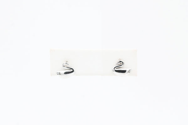 White Gold Swan Stud Earrings