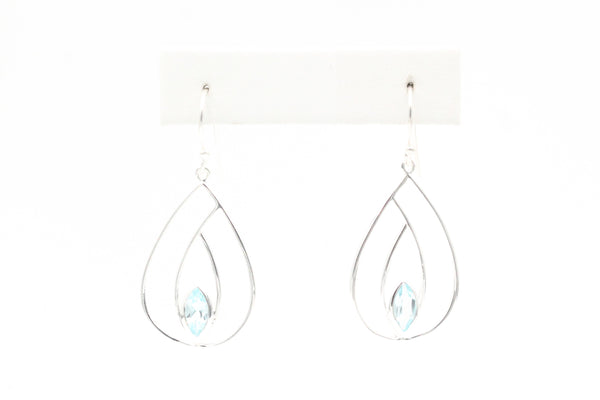Sterling Silver Blue Topaz Dangle Earrings