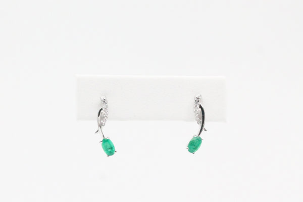 White Gold Emerald and Diamond Earrings