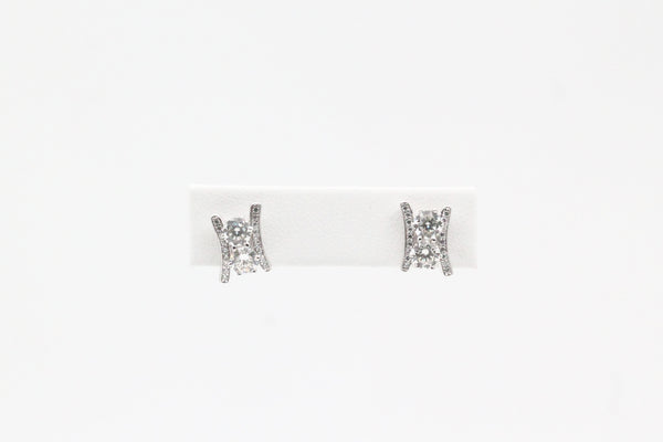 Lafonn Sterling Silver Two Stone Ladder Earrings