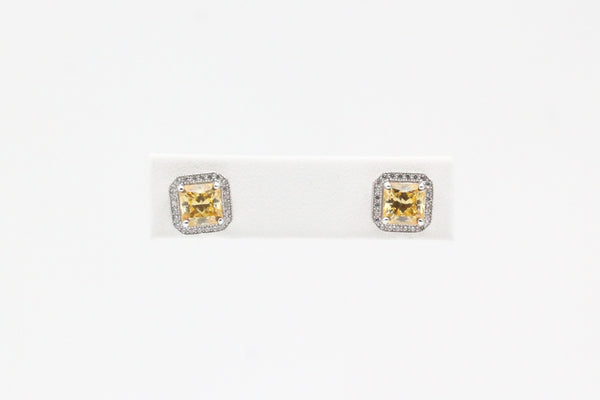 Lafonn Sterling Silver Canary Lassaire Halo Earrings