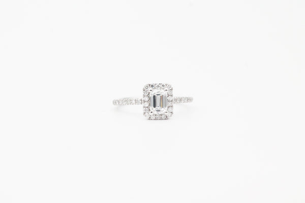 White Gold Emerald Cut Lab Grown Diamond Ring