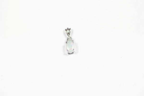 White Gold Opal Pendant with Diamond