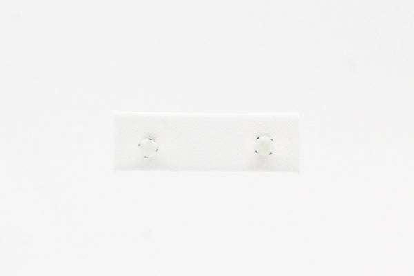White Gold Opal Birthstone Earrings