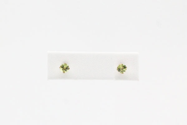 Yellow Gold Peridot Birthstone Earrings