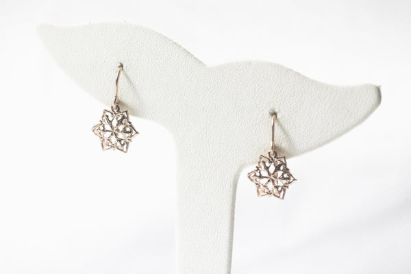 Rose Gold Snowflake Dangle Earrings
